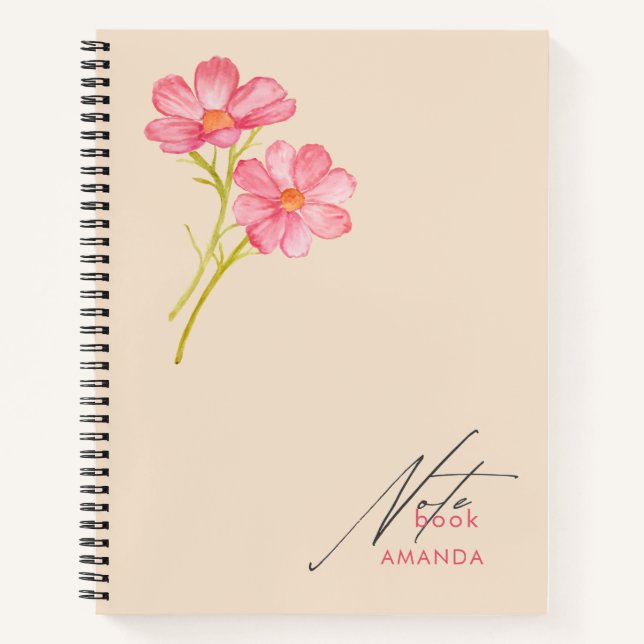 Elegantes Niedliches Trendy Floral Notebook Notizbuch (Vorderseite)