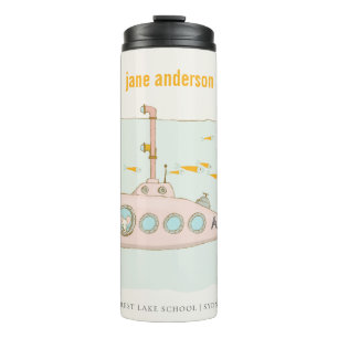 Elegantes Niedliches U-Boot-Fischmonogramm Thermosbecher
