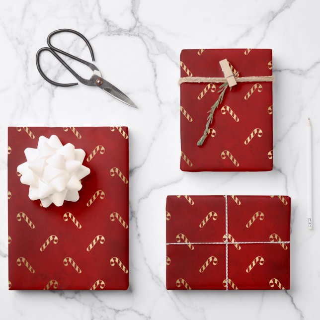 Elegantes, niedliches, vergoldetes Zuckerrohrmuste Geschenkpapier Set (Vorderseite)