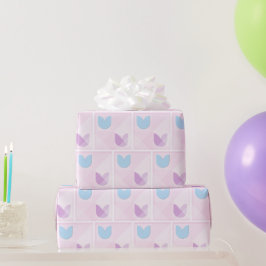 Elegantes, Niedliches Weiß Blau und Lila Tulpen au Geschenkpapier