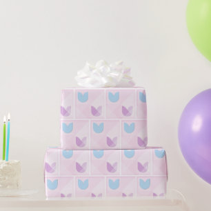 Elegantes, Niedliches Weiß Blau und Lila Tulpen au Geschenkpapier