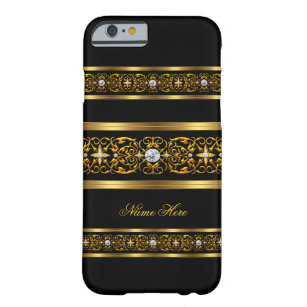 Elegantes nobles Goldschwarz-Imitat-Diamant-Juwel Barely There iPhone 6 Hülle