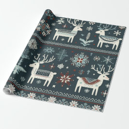 Elegantes Nordic Rentier Muster Geschenkpapier