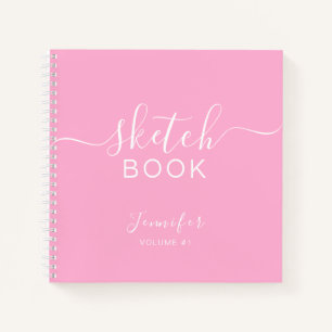 Elegantes Notizbuch Ihr Name Schrift Pink