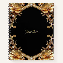 Elegantes Notizbuch mit goldenem Rahmen