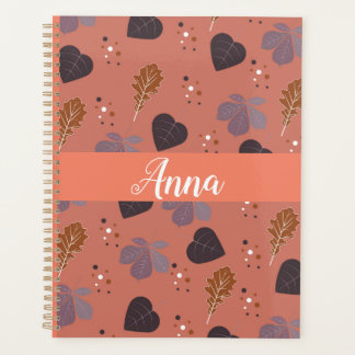 Elegantes Notizbuch mit personalisierten Herbstblä Planer