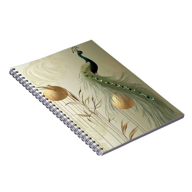 Elegantes Notizbuch mit Pfauen-Design Notizblock (Rechte Seite)
