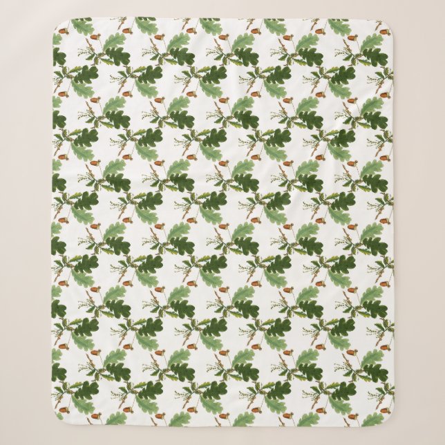 Elegantes Oak Leaf und Acorn Fleece Blanket Sherpadecke (Vorderseite)