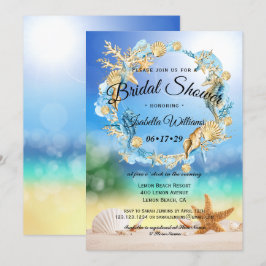 Elegantes Ocean Beach Starfish Muschel Brautparty Einladung