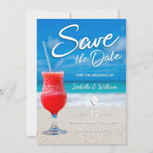 Elegantes Ocean Beach Summer Drink Save the Date