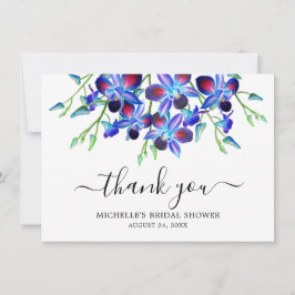 Elegantes Ocean Blue Orchid Brautparty Dankeskarte