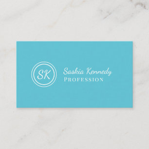 Elegantes Ocean Blue Script Beruflich Monogram Visitenkarte