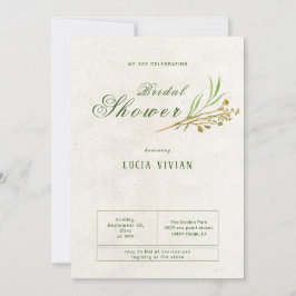 Elegantes ockerfarbenes Creme Grünes rustikales Br Einladung