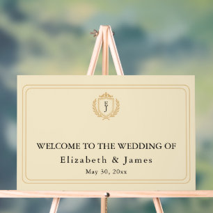Elegantes Old Money Wappen - Hochzeit von Elfenbei Acrylschild