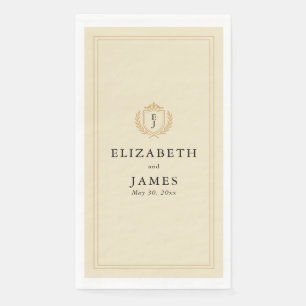 Elegantes Old Money Wappen - Hochzeit von Elfenbei Serviette