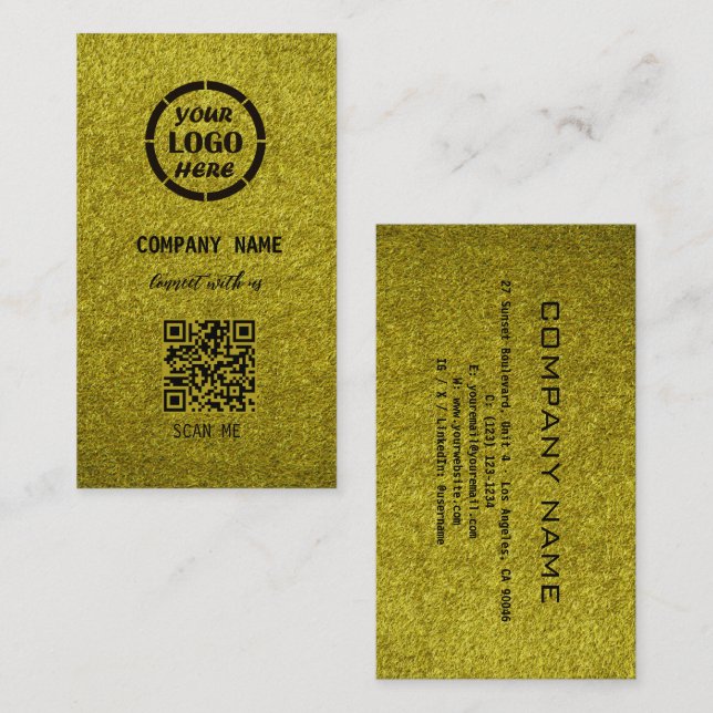 Elegantes Olive Beruflich Design Moderner QR Code Visitenkarte (Vorne/Hinten)