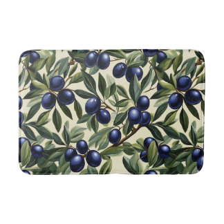 Elegantes Olive Branch Muster mit Deep Blue Olives Badematte