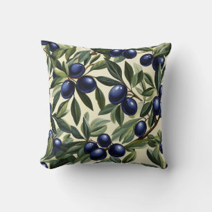 Elegantes Olive Branch Muster mit Deep Blue Olives Kissen