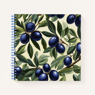 Elegantes Olive Branch Muster mit Deep Blue Olives Notizbuch