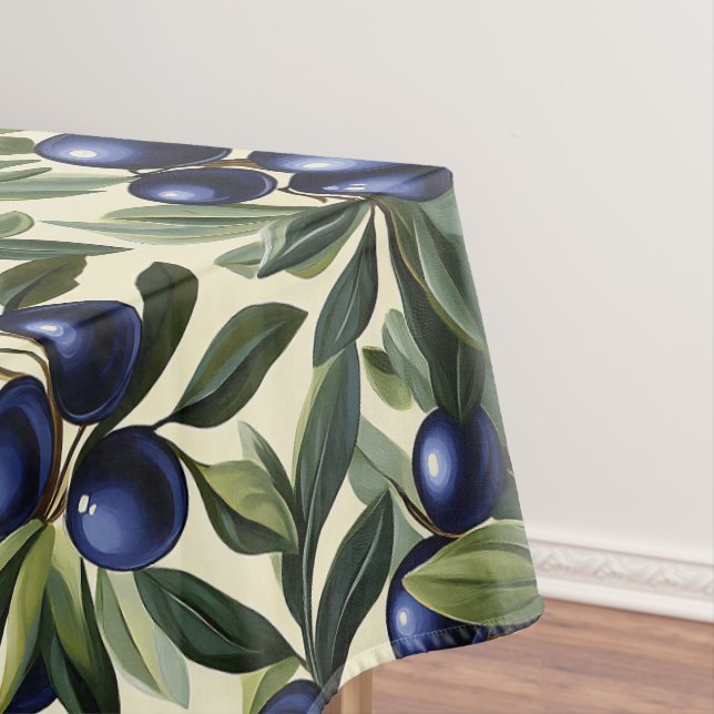 Elegantes Olive Branch Muster mit Deep Blue Olives Tischdecke (Beispiel)