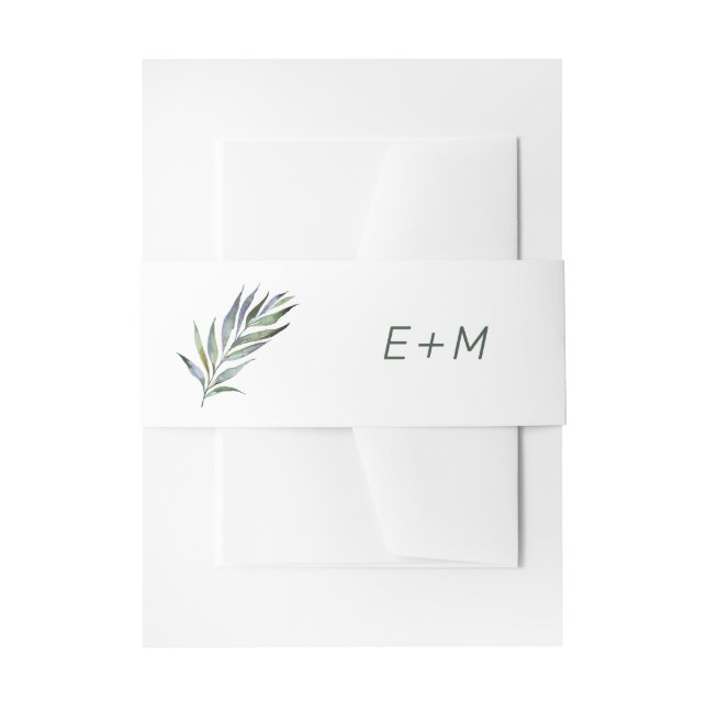 Elegantes Olive Branch Sage Einladung Bauchband Einladungsbanderole (Vorderseite Beispiel)