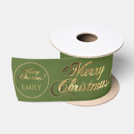 Elegantes Olive Green Gold zu oder von Weihnachten Satinband
