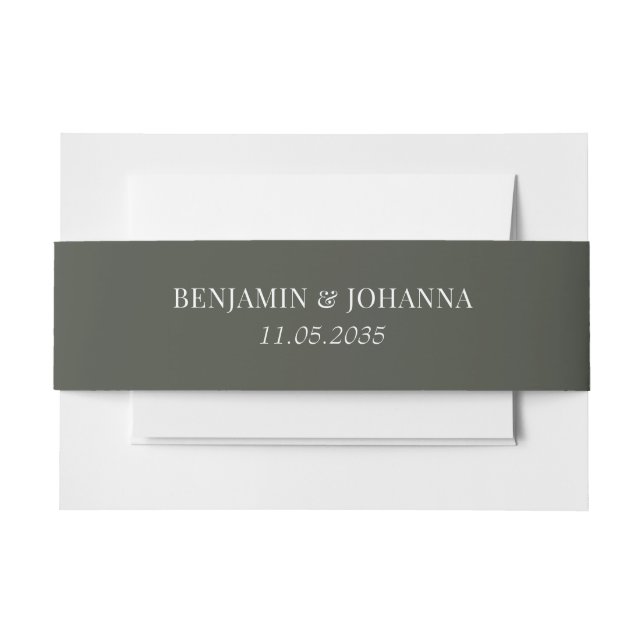 Elegantes Olive Green Wedding Custom Einladungsbanderole (Vorderseite Beispiel)