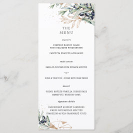 Elegantes Olive Grove Greenerity Gold Wedding Menü Menükarte