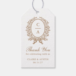 Elegantes Olive Leaf Wappen Gold Wedding Monogram Geschenkanhänger