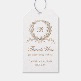 Elegantes Olive Oak Wappen Gold Wedding Monogram Geschenkanhänger