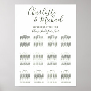 Elegantes Olive-Unterschrift Hochzeitsstift Poster