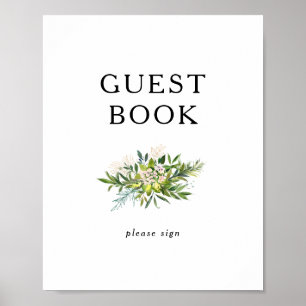 Elegantes Oliven-Grün-Gästebuch-Schild Poster