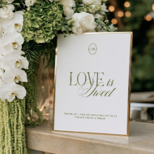 Elegantes Oliven Grün Love is Sweet Hochzeitsschil