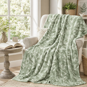 Elegantes Olivenblätter-Muster Fleecedecke