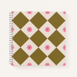 Elegantes olivgrünes und cremefarbenes geometrisch notizbuch