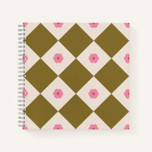 Elegantes olivgrünes und cremefarbenes geometrisch notizbuch