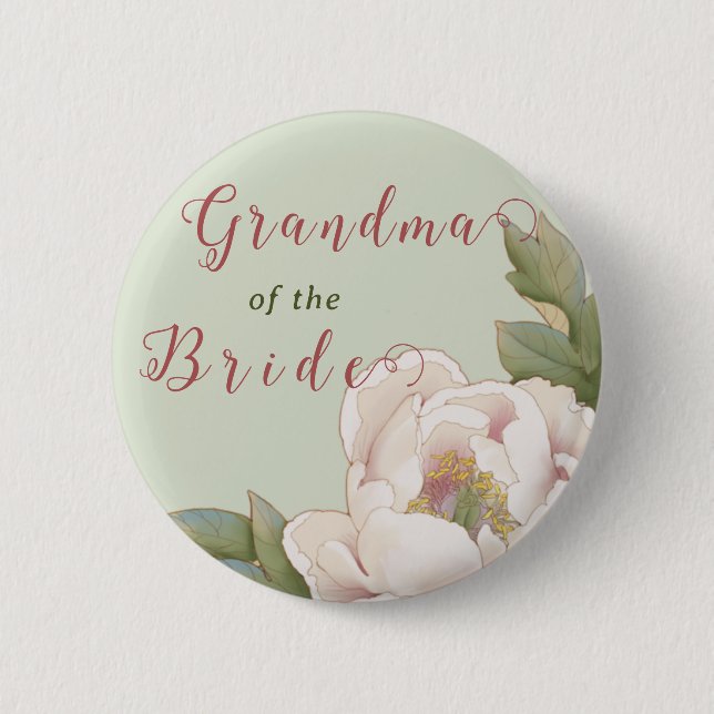 Elegantes Oma der Bride Sage und Blush Bloral Button (Vorderseite)