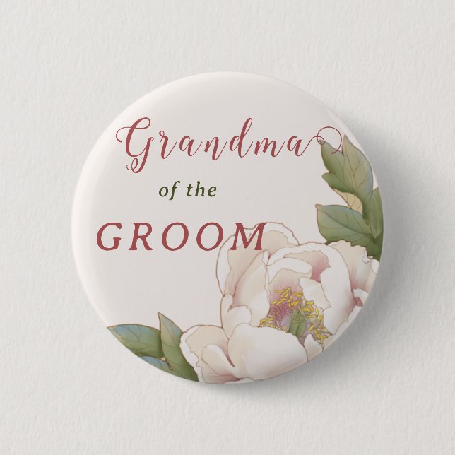 Elegantes Oma des Groom Blush Pink Bloral Bu Button (Vorderseite)