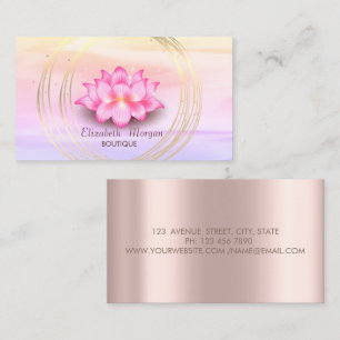 Elegantes Ombre-Roségold, Goldene Kreise Lotus Visitenkarte