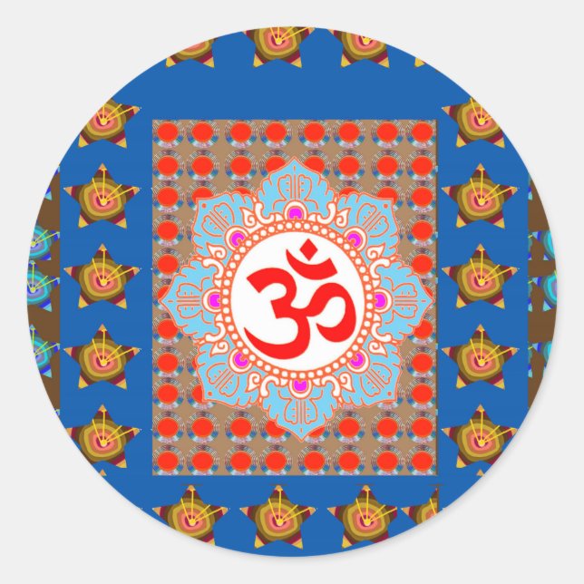 Elegantes OmMANTRA Mantra: Yoga Meditation Heilung Runder Aufkleber (Vorderseite)