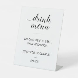 Elegantes Open Bar Drink Menü Hochzeit Sockelschild