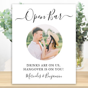 Elegantes Open Bar Personalisiert Foto Hochzeit Poster
