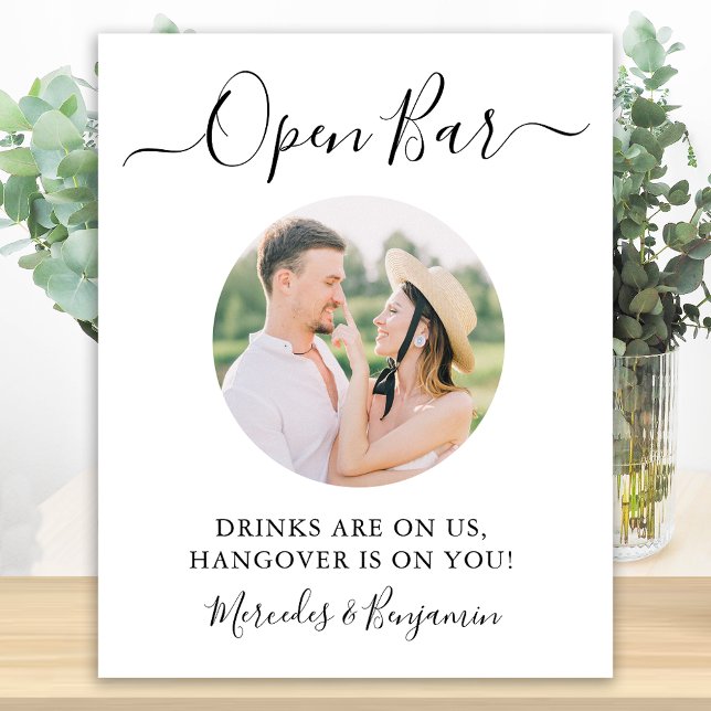 Elegantes Open Bar Personalisiert Foto Hochzeit Poster (Von Creator hochgeladen)