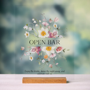 Elegantes Open Bar Sign Acrylschild