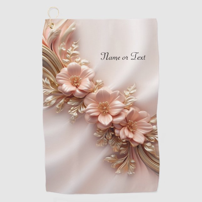 Elegantes Orange Peach Floral Golf Handtuch (Vorderseite)