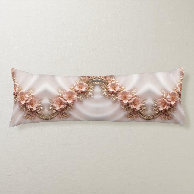 Elegantes Orange Peach Floral Kissen (Vorderseite)