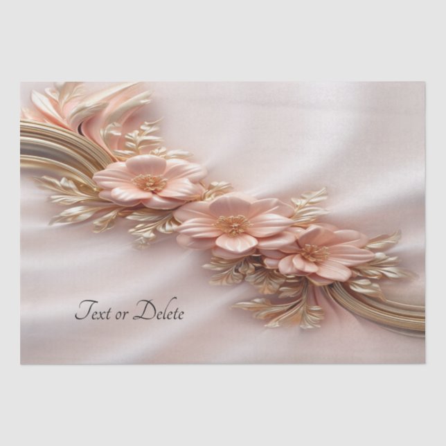 Elegantes Orange Peach Floral Tissue Paper Seidenpapier (Vorderseite)