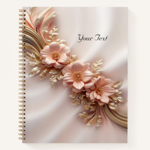Elegantes Orange-Pfirsich-Blumen-Notizbuch Notizbuch