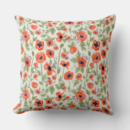 Elegantes Orange Poppies Muster Kissen