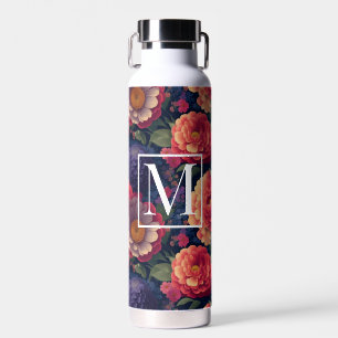 Elegantes orange-rotes florales romantisches Monog Trinkflasche